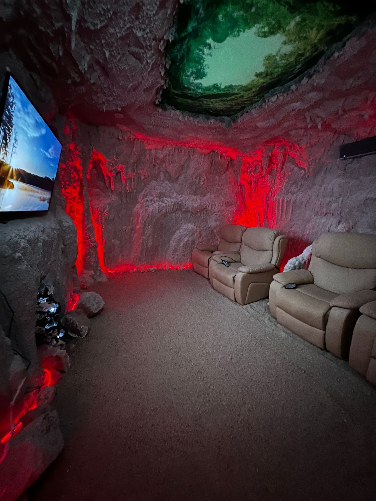 Crystal Salt Cave interior with authentic Transylvanian salt walls - Natural halotherapy room in Borehamwood